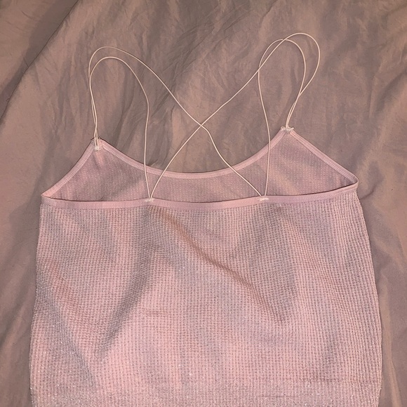 Cross back Pink Glittery crop top Y2K - Picture 4 of 4